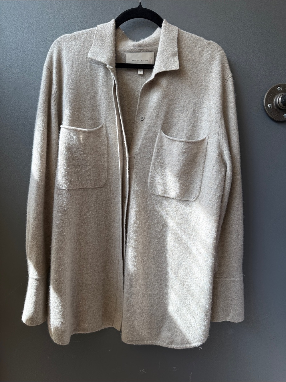 Brochu Walker neutral cashmere Shirt Jacket in Light Taupe